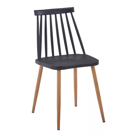Chair Aurora I pakoworld pp in black shade-natural metallic leg 43x48x79cm