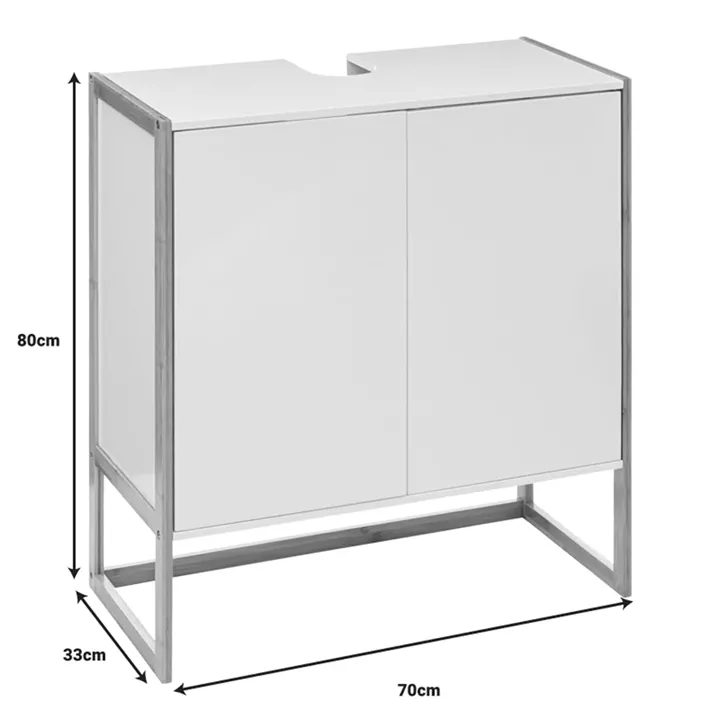 Bathroom cabinet-counter Derfen pakoworld mdf in white-natural color 70x33x80cm