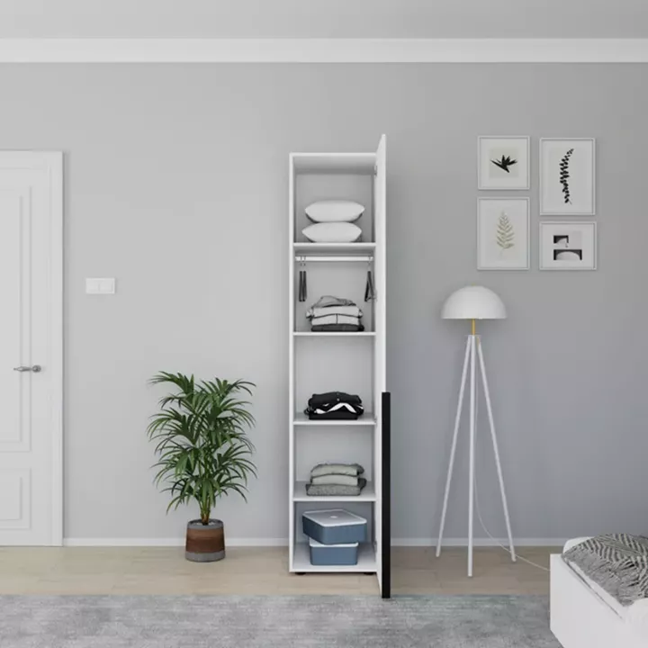 Oryana pakoworld column wardrobe with shelves in white diamont shade 45x62x210cm