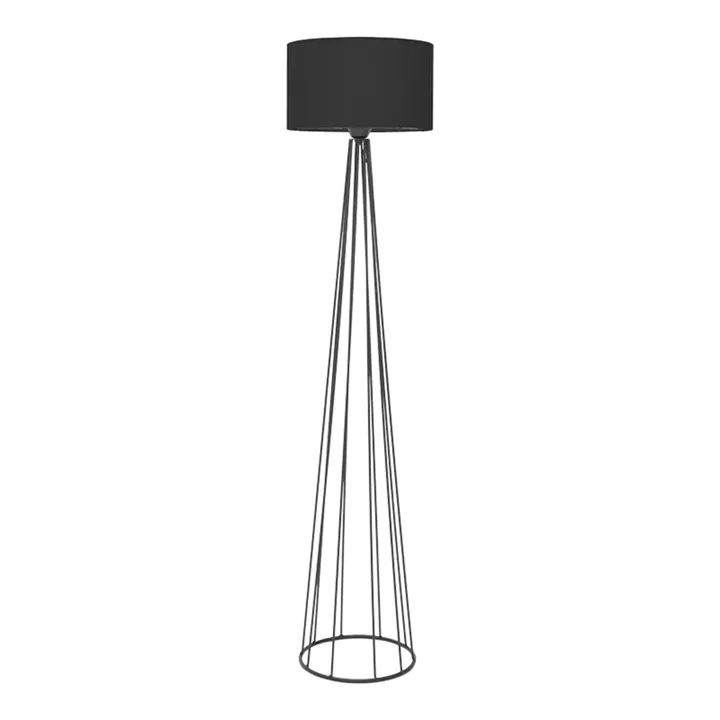 Floor lamp Florencia pakoworld Ε27 black fabric-metal D40x125cm