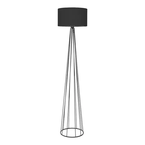 Floor lamp Florencia pakoworld Ε27 black fabric-metal D40x125cm