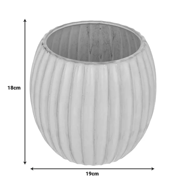 Vase Ferdan pakoworld ceramic in white-beige color D19x18cm