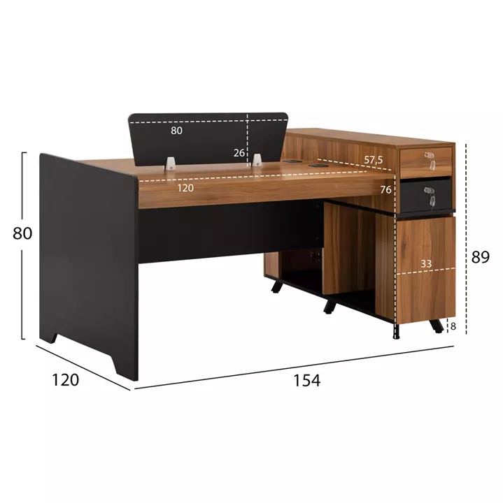 Professional workstation desk for 2 People Supreme HM2374 154x120x89cm