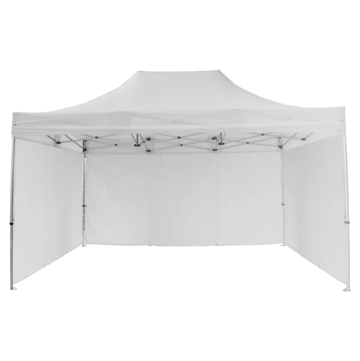 GAZEBO WITH 3 SIDEWALL SHADES CRESSEN HM21098.01 FOLDABLE-ALUMINUM SILVER FRAME-WHITE 3x4.5x3.4Hm