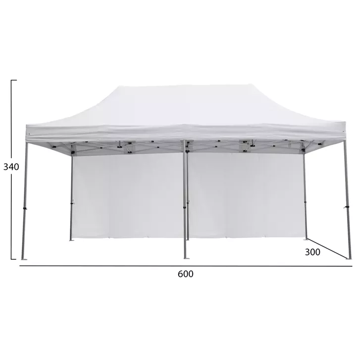 GAZEBO HEAVY DUTY WITH SIDEWALL SHADES CRESSEN HM21099 FOLDABLE-ALUMINUM SILVER FRAME-WHITE 3x6x3.4Hm