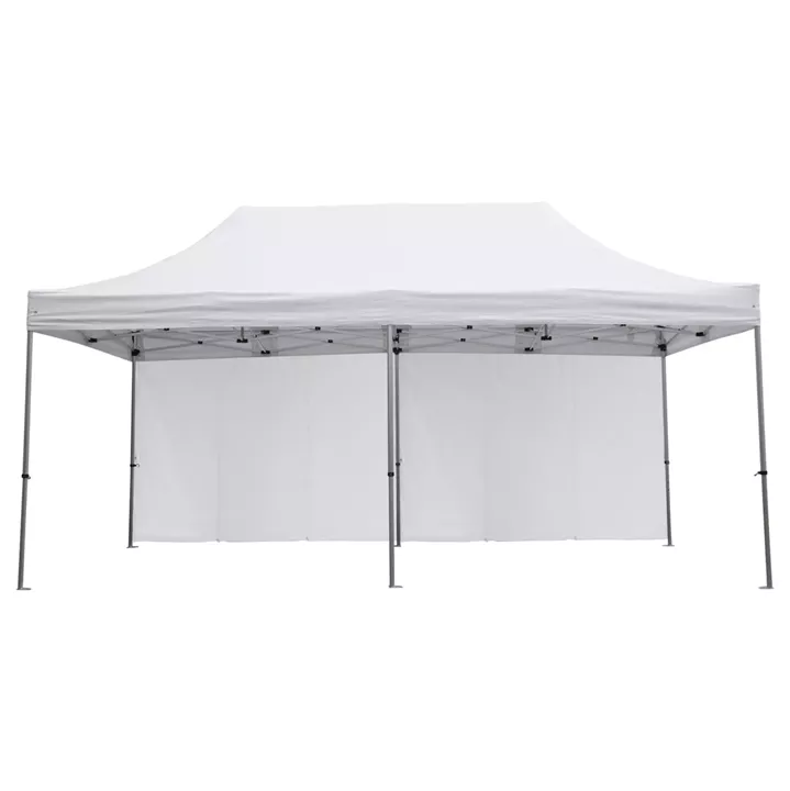GAZEBO HEAVY DUTY WITH SIDEWALL SHADES CRESSEN HM21099 FOLDABLE-ALUMINUM SILVER FRAME-WHITE 3x6x3.4Hm