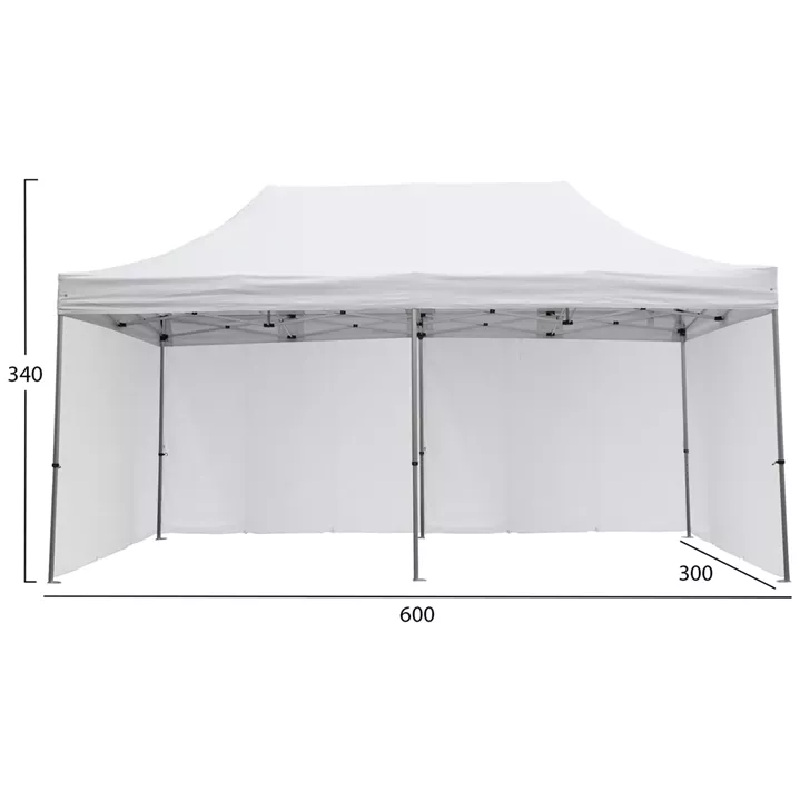 GAZEBO WITH 4 SIDEWALL SHADES CRESSEN HM21099.01 FOLDABLE-ALUMINUM SILVER FRAME-WHITE 3x6x3.4Hm