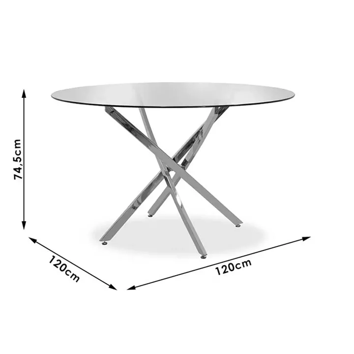 Dining table Steve pakoworld round with transparent glass D120x74,5cm