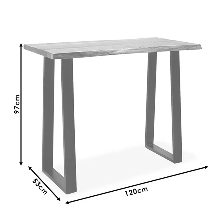 Bar-console table Miles pakoworld solid wood 4cm natural-foot black 120x53x97cm