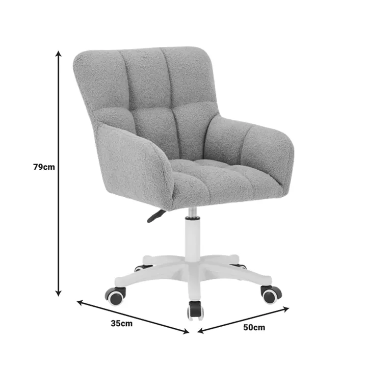 Givole pakoworld swivel armchair in white teddy fabric 50x35x79cm