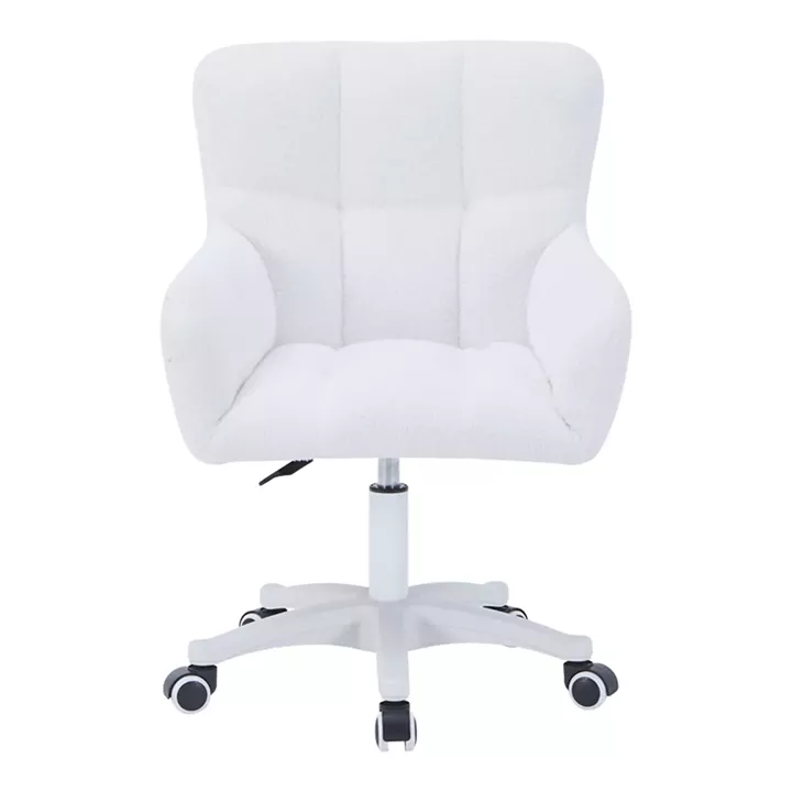 Givole pakoworld swivel armchair in white teddy fabric 50x35x79cm