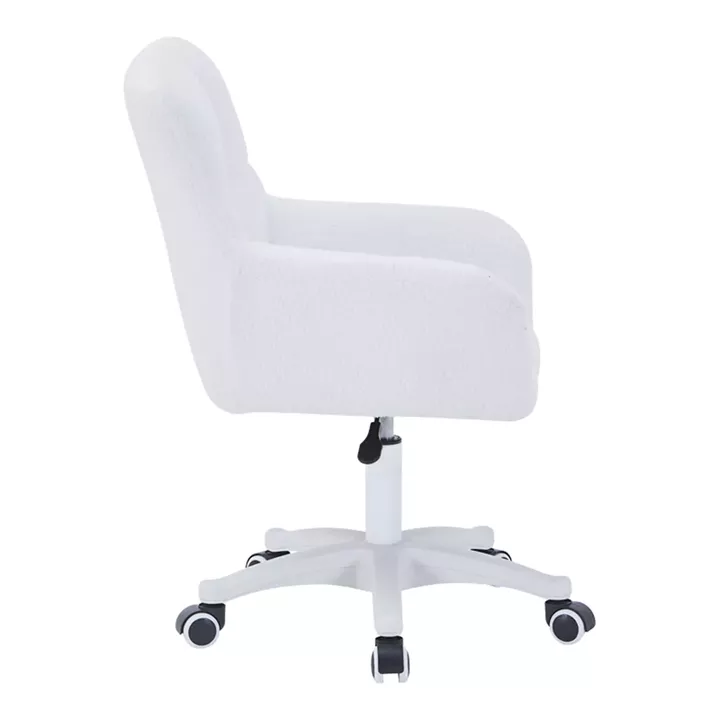 Givole pakoworld swivel armchair in white teddy fabric 50x35x79cm