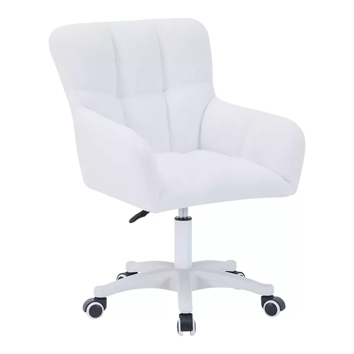 Givole pakoworld swivel armchair in white teddy fabric 50x35x79cm