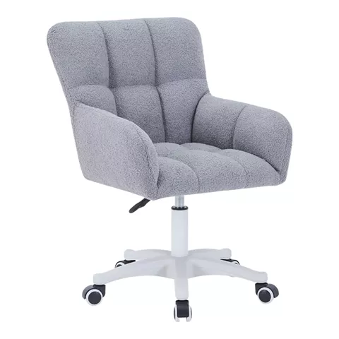 Givole pakoworld swivel armchair in grey teddy fabric 50x35x79cm
