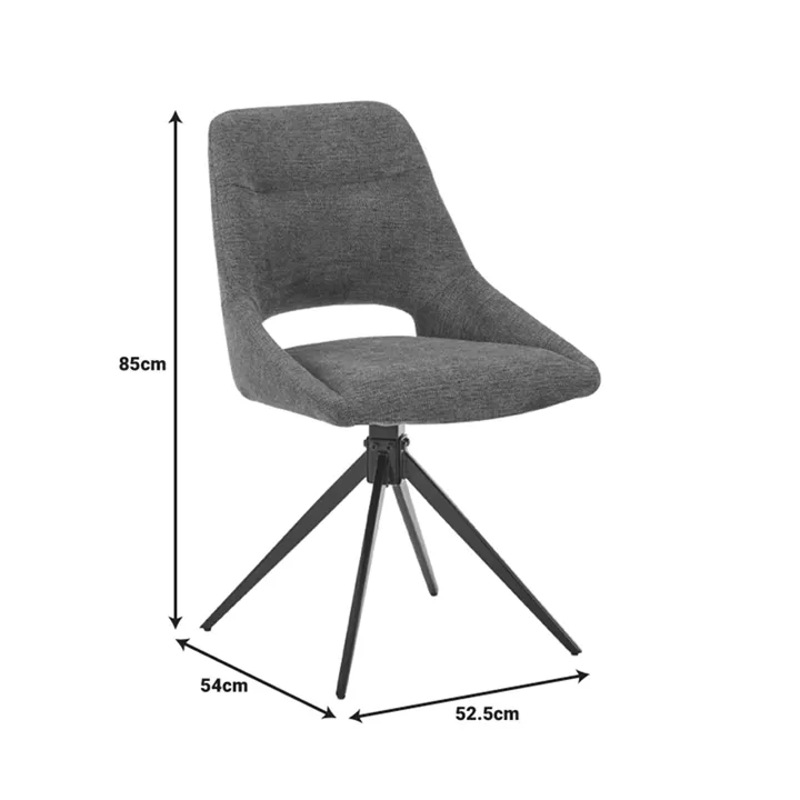 Luciano I pakoworld swivel chair in anthracite fabric-metal leg black 52.5x54x85cm