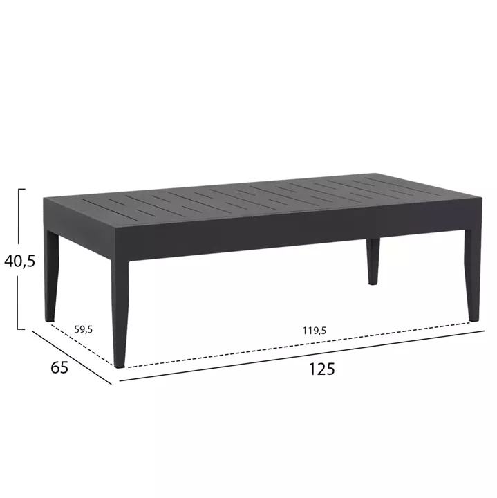 OUTDOOR LOUNGE SET 4PCS LARRY HM6188.01 DARK GREY ALUMINUM-P.E. FABRIC