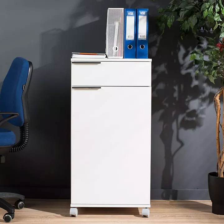 Cabinet Chad pakoworld mobile in white gloss color 50x40x100cm