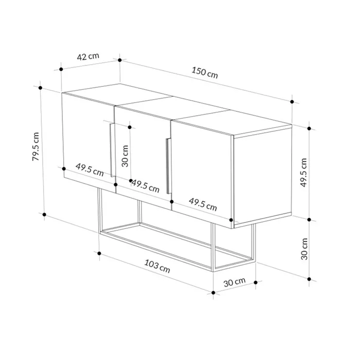 Buffet Estella pakoworld natural-walnut 150x42x79.5cm