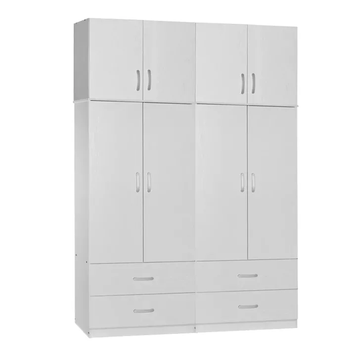 Four-leaf wardrobe with mezzanine Zelia A pakoworld with 4 drawers, white color 158x42x240cm