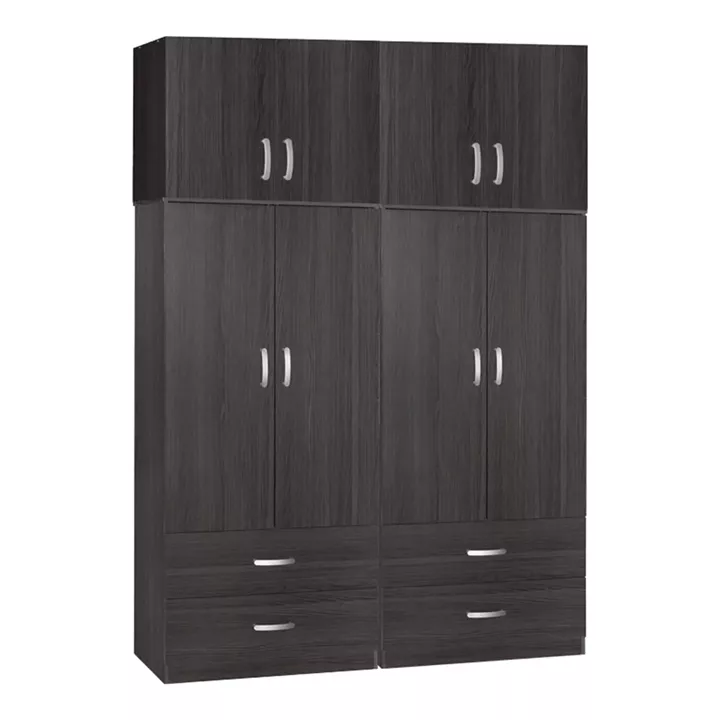 Four-leaf wardrobe with mezzanine Zelia C pakoworld with 4 drawers wenge color 158x42x240cm