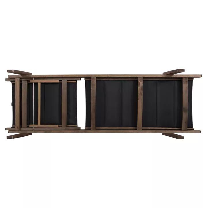 BEACH LOUNGER MILOS HM10685.03 BEECH WOOD IN WALNUT-BLACK TEXTILENE CUSHION COVER 204x65x92,5Hcm.