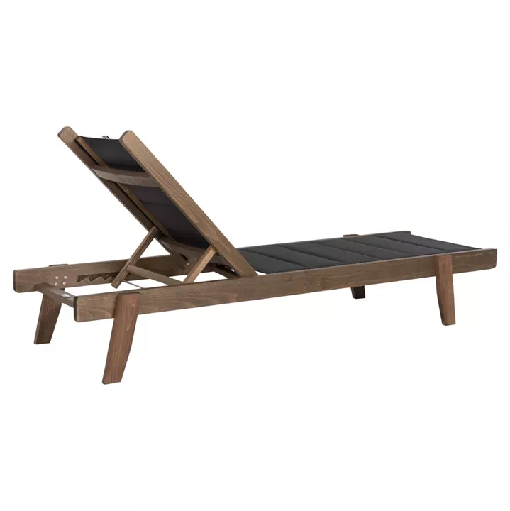 BEACH LOUNGER MILOS HM10685.03 BEECH WOOD IN WALNUT-BLACK TEXTILENE CUSHION COVER 204x65x92,5Hcm.