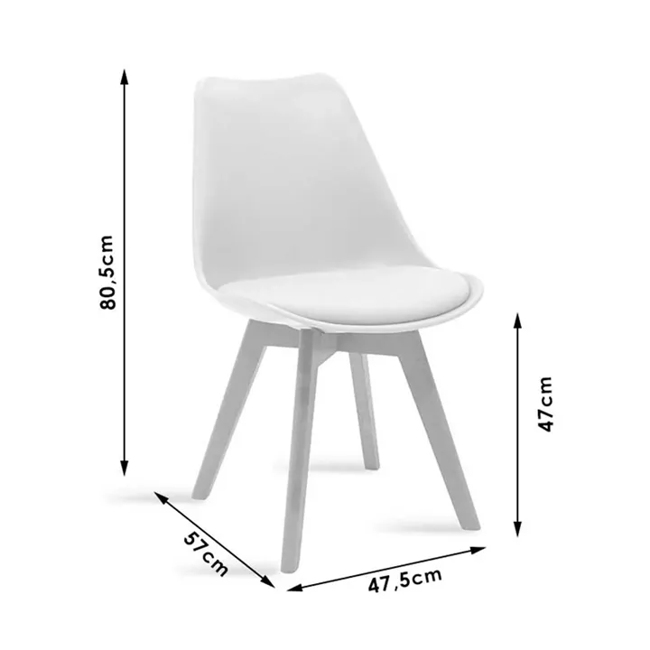 Dining table Natali-Gaston set of 5 pakoworld MDF and beech wood in gray-white-natural shade 80x80x76cm
