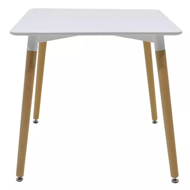 Dining table Natali-Gaston set of 5 pakoworld MDF and beech wood in gray-white-natural shade 80x80x76cm
