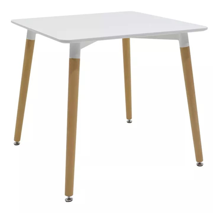 Dining table Natali-Gaston set of 5 pakoworld MDF and beech wood in gray-white-natural shade 80x80x76cm