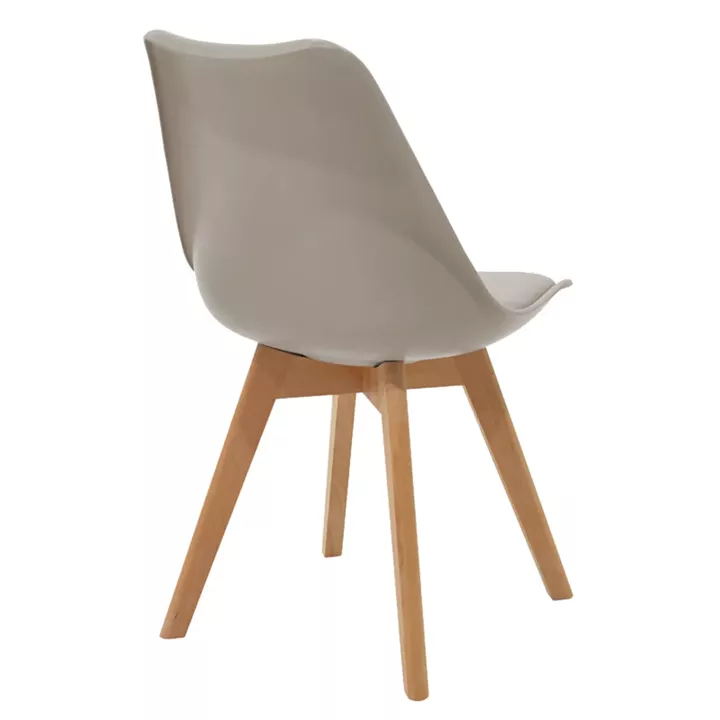 Dining table Natali-Gaston set of 5 pakoworld MDF and beech wood in gray-white-natural shade 80x80x76cm