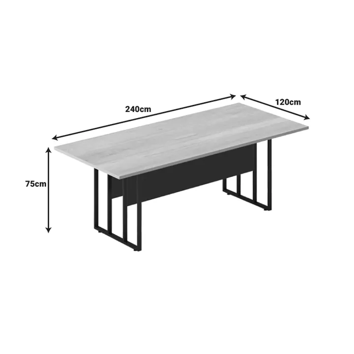 Conference table Lotus pakoworld metal-wood in oak-dark grey color 240x120x75cm