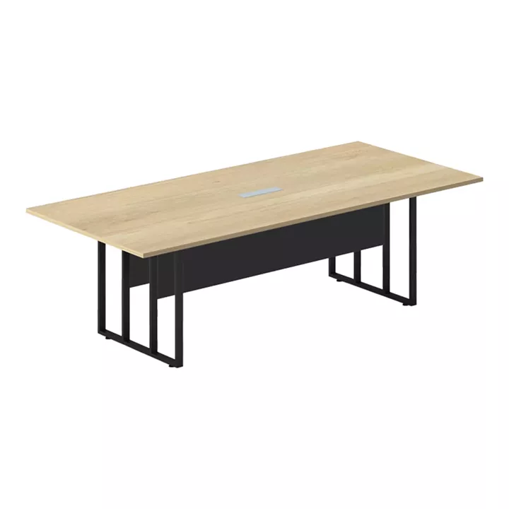 Conference table Lotus pakoworld metal-wood in oak-dark grey color 240x120x75cm