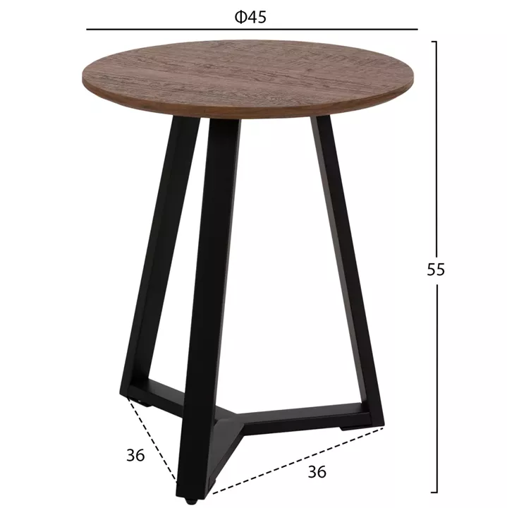 COFFEE TABLES 2PCS SET ROCKET HM21090.02 MDF IN WALNUT COLOR Φ80cm & Φ45cm