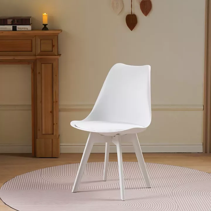 Chair Gaston I pakoworld PP-PU in white color 53.5x48.5x81.5cm