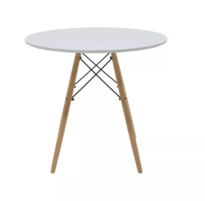 Julita-Gaston dining table set of 3 pakoworld MDF and beech wood in gray-white-natural shade D80x73cm