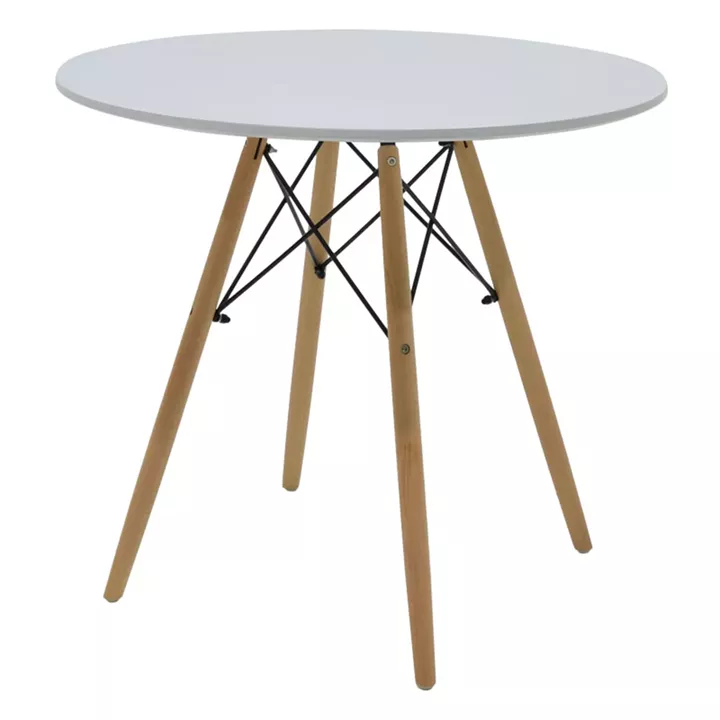 Julita-Gaston dining table set of 3 pakoworld MDF and beech wood in gray-white-natural shade D80x73cm