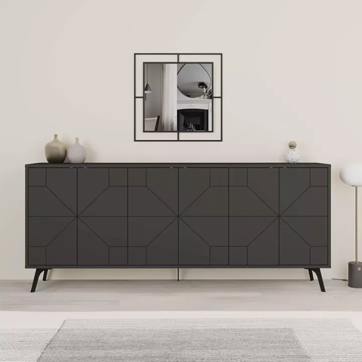 Μπουφές Dune pakoworld σε ανθρακί απόχρωση 181x35x77.4εκ