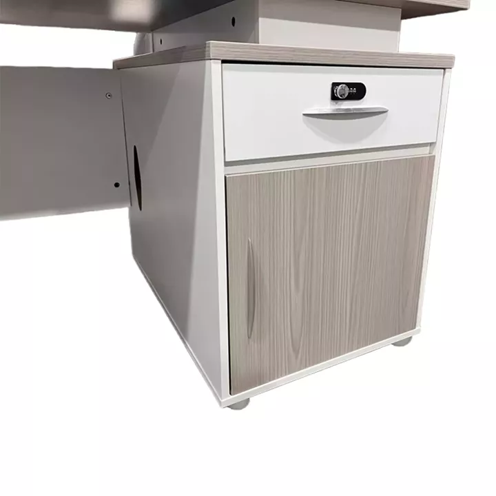 Work desk Armadi with cabinet pakoworld in grey-white 180x80x75cm