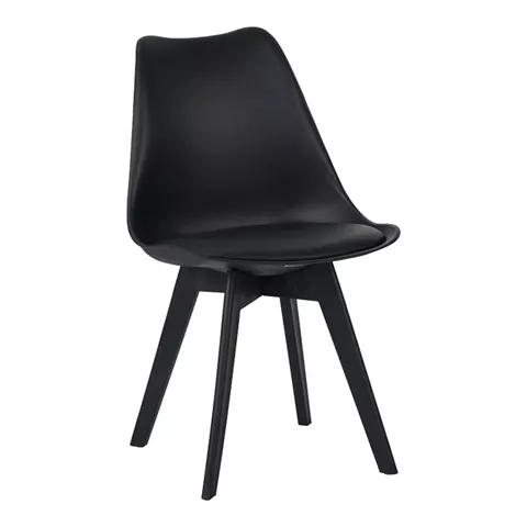 Chair Gaston I pakoworld PP-PU in black color 53.5x48.5x81.5cm