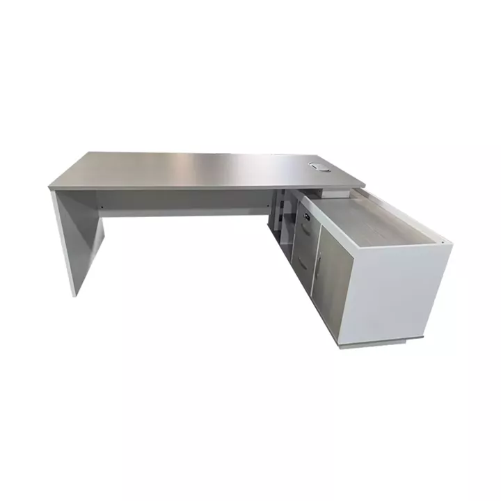 Professional work corner desk Armadi pakoworld gray-white 160x80x75cm