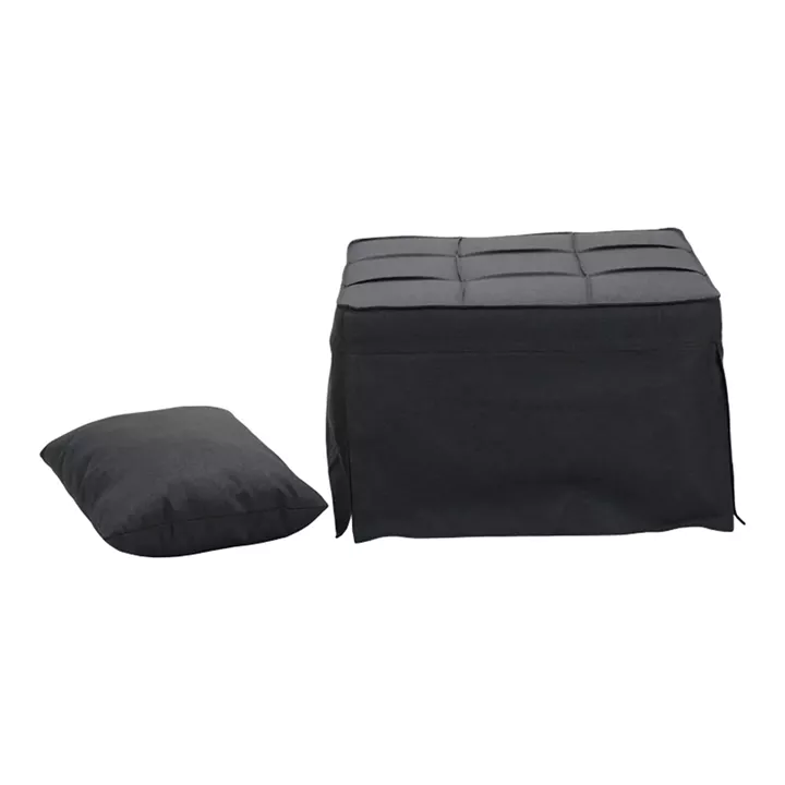 Armchair-bed Grejio pakoworld fabric in dark grey shade and black metal leg 70x70x45cm