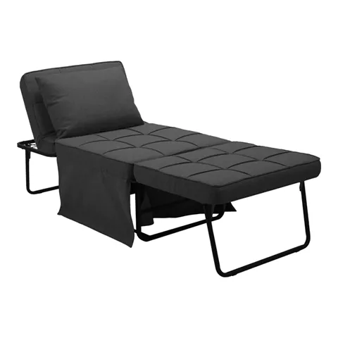 Armchair-bed Grejio pakoworld fabric in dark grey shade and black metal leg 70x70x45cm