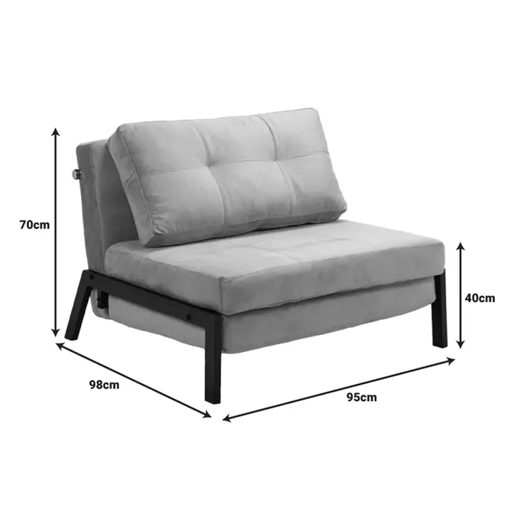 Armchair-bed Fancy pakoworld velvet fabric in dark green shade and black metal leg 95x98x70cm