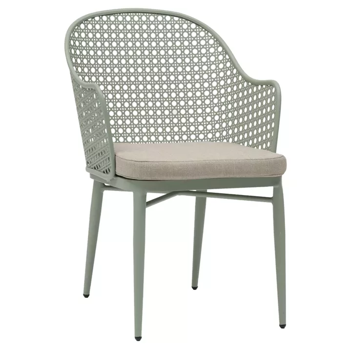 ALUMINUM ARMCHAIR OREGO HM6268.06 PISTACHIO GREEN-CUSHION BEIGE 58x55x83Hcm.