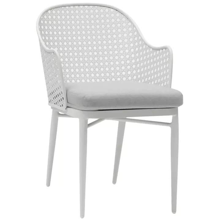 ALUMINUM ARMCHAIR OREGO HM6268.02 WHITE-CUSHION LIGHT GREY 58x55x83Hcm.