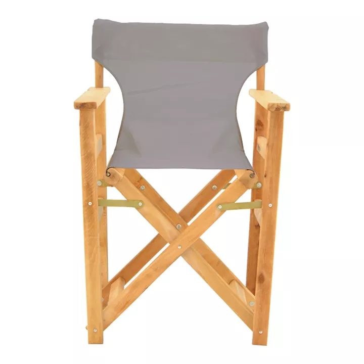 Kompa pakoworld director's chair, solid beech wood, natural - Nexus grey fabric