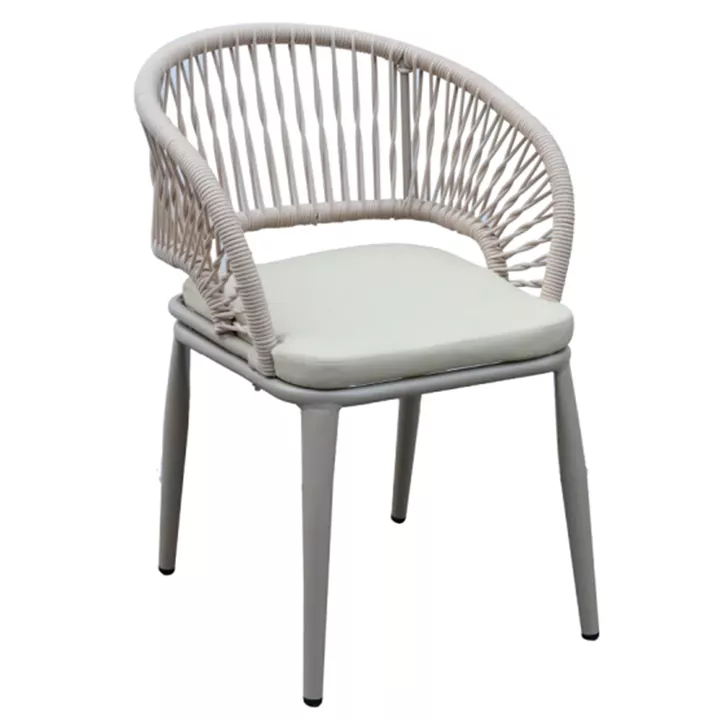 ALUMINUM ARMCHAIR MAGNET HM6287.04 GREY FRAME-P.E.ROPE IN CAPPUCCINO 58x63x82Hcm.