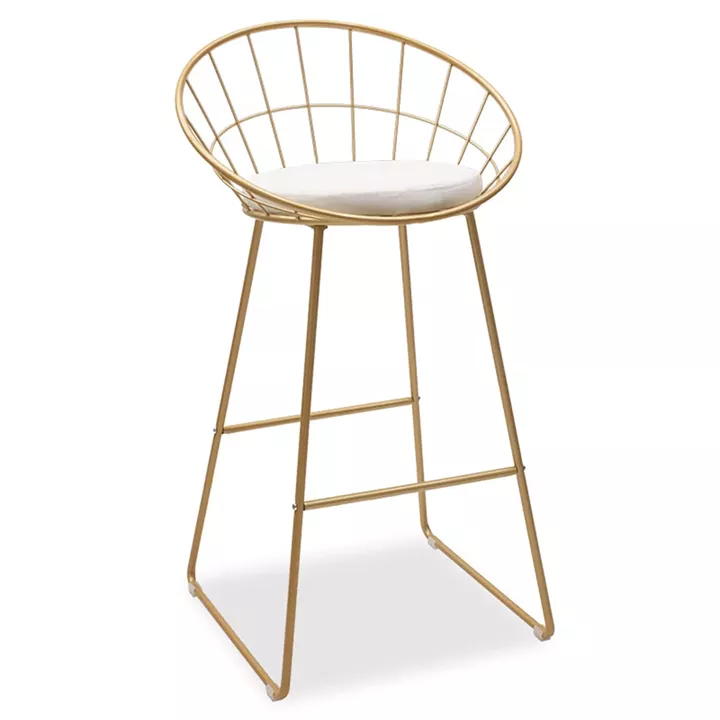 Seth pakoworld bar stool golden metal wire with white pvc cushion