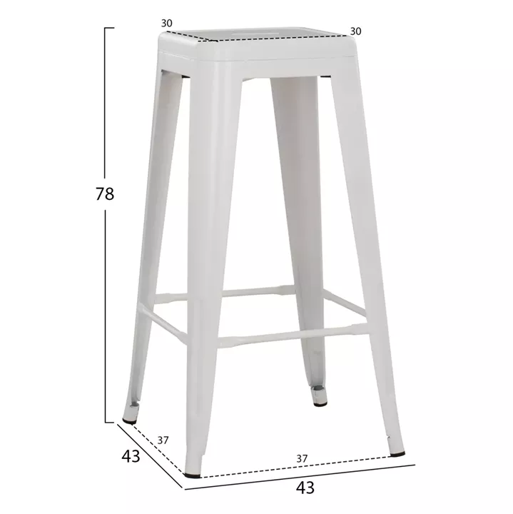 BAR STOOL MELITA-PRO HM8642.41 METAL IN MATTE WHITE 43x43x78Hcm.