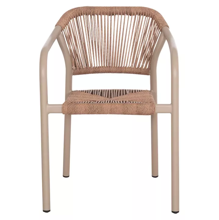 DINING ARMCHAIR ALUMINUM LUCCI HM6266.02 MOCHA FRAME & P.E. RATTAN IN NATURAL 58x56x79Hcm.